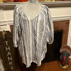 Lane Bryant Striped Blue and Cream Tunic